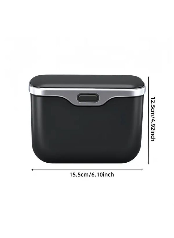 Black Portable Car Trash Can ABS Material Multi Function Wet Dry Use Fits Most Vehicles - Image 4